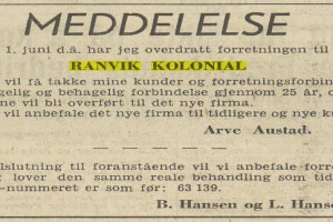 Bilde av Nye eiere i 1958 - B. Hansen og L. Hansen